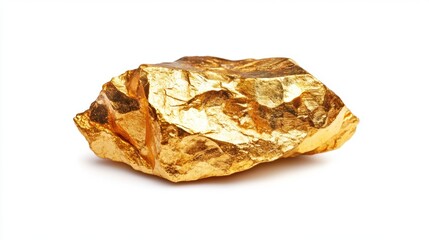 A nugget of gold on a white background. Gold is a expensive precious metal that protects against the depreciation of money and inflation.