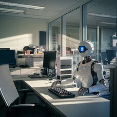 robot in the office at work