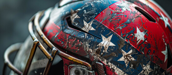 Close-up of American football head gear on a diffused background, super bowl concept