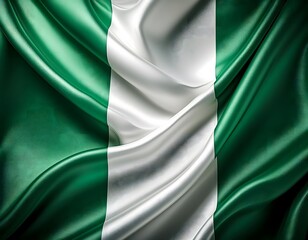 Fototapeta premium Vibrant Nigeria flag waving with luxurious satin texture - Patriotic and cultural symbol