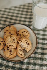 cookies on a plate and milk