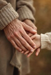 Grandmother holding grandchild's hand showing love and family connection