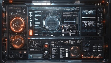 Composite image abstract technology interface, illustrating complex system design