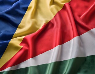 Obraz premium Vibrant Seychelles flag waving with luxurious satin texture - Patriotic and cultural symbol