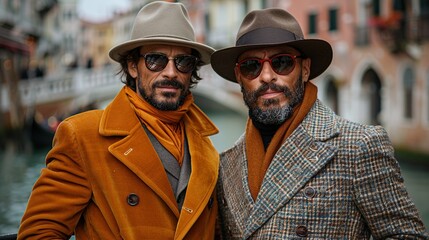Realistic photography of high resolution and high detail: The walk of two young people around the canals of Venice turns into an art recorded in every detail in this professional photography