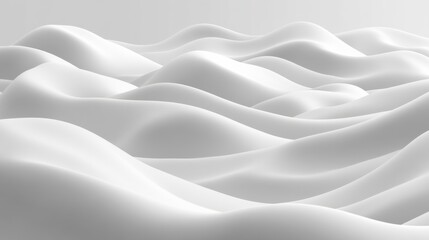 Abstract White Wavy Landscape, 3D, Minimalism, Abstract, Design, Background, 3D Render