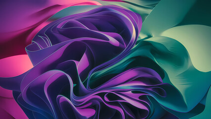 Obraz premium A 3D Render of an Abstract Colorful Background Dominated by Shades of Purple and Green - Digital Art