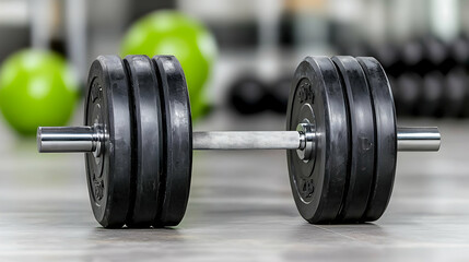 Fototapeta premium Gym dumbbell workout fitness weights floor