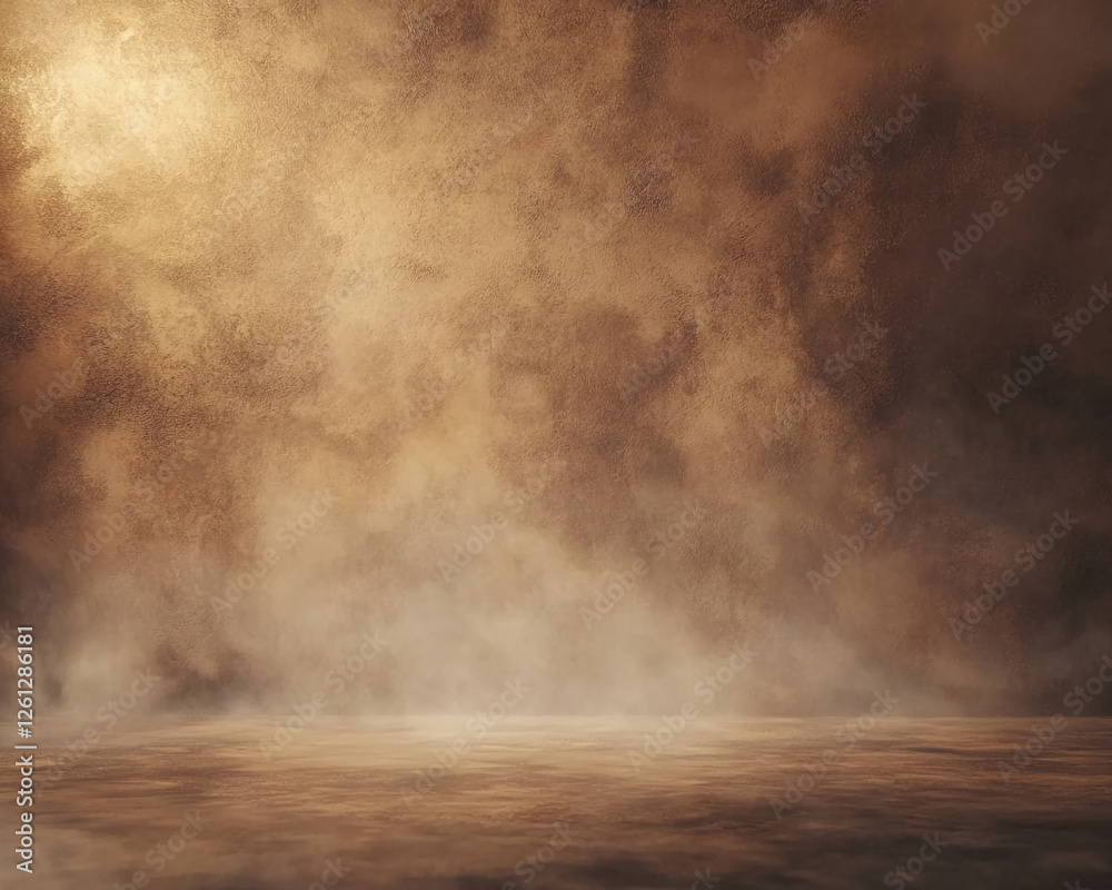Poster Abstract warm texture featuring soft golden tones and mist, creating an atmospheric and dreamy effect. It symbolizes calmness, tranquility, and natural beauty.