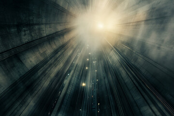 A digital-themed background featuring a futuristic cityscape with high-rise buildings, representing a modern metropolis. 