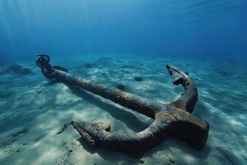 Ancient Anchor Underwater: A Serene Deep Sea Discovery