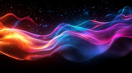 Fototapeta premium Dynamic color waves abstract art digital design vibrant environment artistic perspective conceptual imagery for creative projects