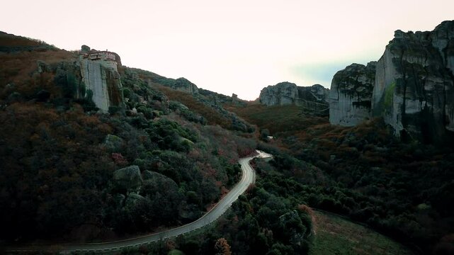 Meteora, Greece. An Orthodox monastery located on the top of a mountain.