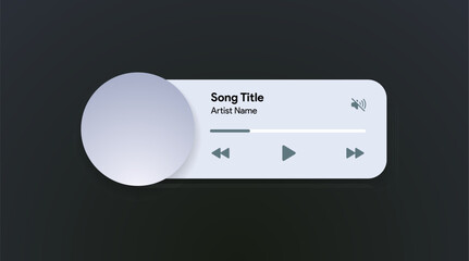 Mobile music player interface. Podcast turntable template. Audio streaming service layout. Profile, Album, Song, Singer, blog mockup. Apple music, deezer, spotify screen. Vector illustration.