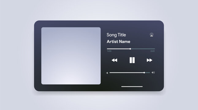 Mobile music player interface. Podcast turntable template. Audio streaming service layout. Profile, Album, Song, Singer, blog mockup. Apple music, deezer, spotify screen. Vector illustration.