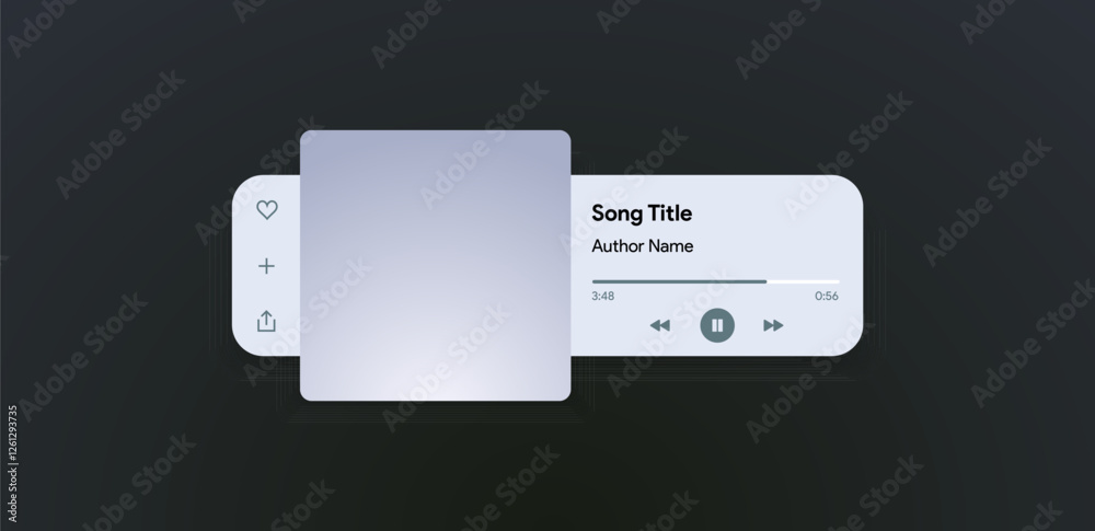 Canvas Prints mobile music player interface. podcast turntable template. audio streaming service layout. profile, 