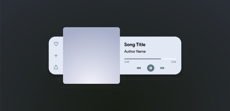 Mobile music player interface. Podcast turntable template. Audio streaming service layout. Profile, Album, Song, Singer, blog mockup. Apple music, deezer, spotify screen. Vector illustration.