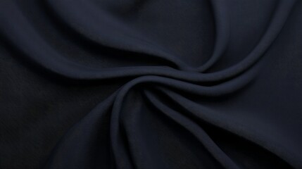 Fototapeta premium Luxurious Dark Navy Fabric Drape - Close-up shot of elegant dark navy fabric with soft, flowing drapes. Perfect for fashion, design, and textile projects