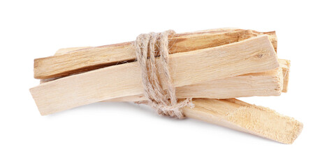 Bunch of palo santo sticks on white background