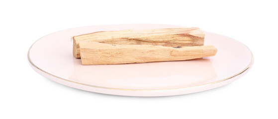 Two palo santo sticks on white background
