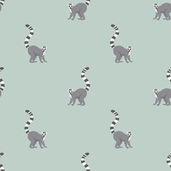 seamless pattern with lemur on green background   © Tais