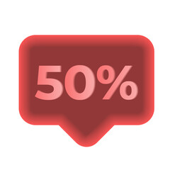 50% 3D bubble red on white background
Vector 3D bubble with discount, sale promotion