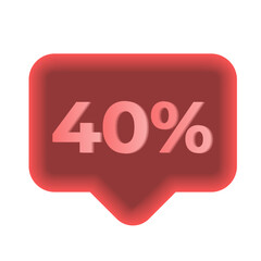 40% 3D bubble red on white background
Vector 3D bubble with discount, sale promotion