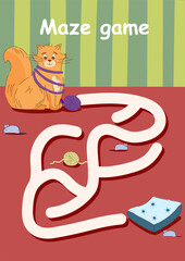 Maze or Labyrinth Game. Puzzle. Educational maze game for children. Cartoon vector illustration