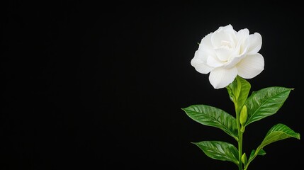 White Gardenia on Black Background