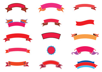 Ribbon banner set. Ribbons collection. Coloring ribbons vector.