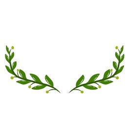 Wedding invitation floral wreath minimal design. Laurel wreath vector illustration.  Green Laurel wreath. Green frame