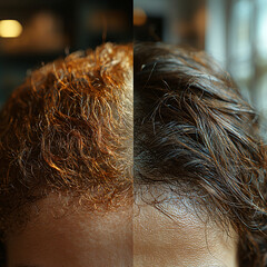 Naklejka premium Before and after hair treatment, hair growth and reconstructions, perfect for advertising banner