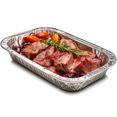 Grilled Beef with Rosemary in Foil Tray