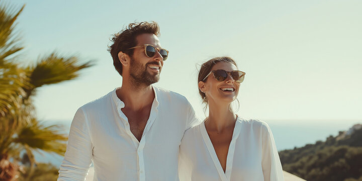 happy couple on the beach