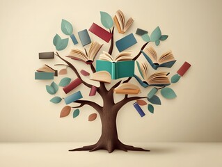 International literacy day concept with tree with books