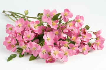 Naklejka premium A bunch of pink crab apple blossoms on a white background Generative AI