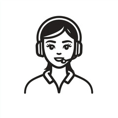 Obraz premium Female Customer Support Icon with Headset and Microphone. call center