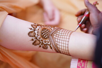 Detailed Patterns of Henna on Festive Hands