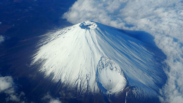 Fuji mountain Japan. Rare images top view angle of Mt Fuji