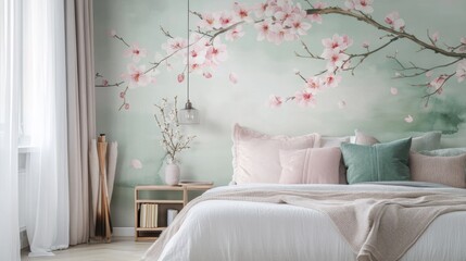 Create tranquil spaces with a chinese cherry blossom wallpaper mural home wallpaper mural indoor artistic view nature's beauty