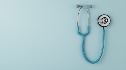 Stethoscope resting against a soft blue background symbolizing healthcare, medical professionalism, and compassion in clinical settings