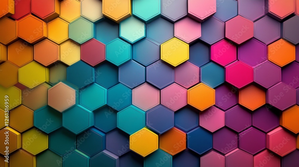 Aufkleber creating a vibrant multicolored hexagon pattern digital art studio graphic design project virtual en