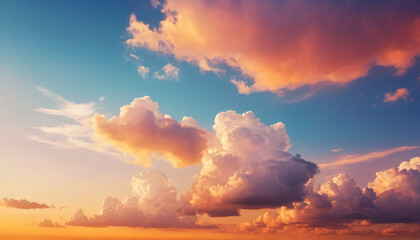 Fototapeta premium Sunset clouds with warm tones for backgrounds, travel content, and aesthetic designs