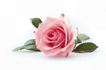 Fototapeta premium Minimalist Photograph of Single Pink Rose Against White Background