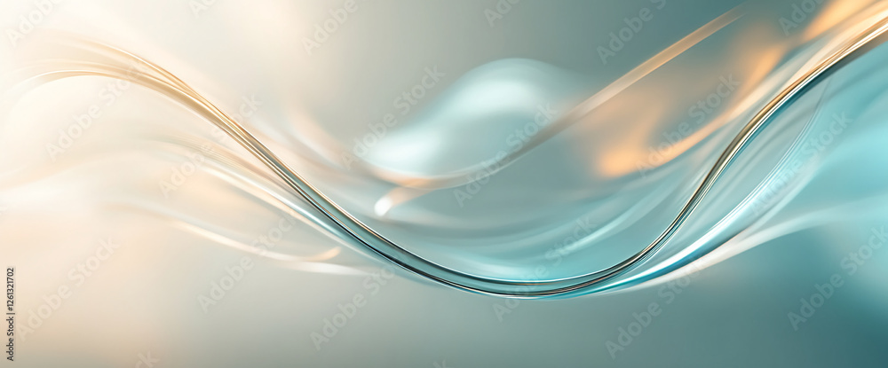 Aufkleber Abstract smooth flowing liquid in shades of teal and gold, creating dynamic, soft curves and reflections symbolizing fluidity, elegance, and modern design concepts.