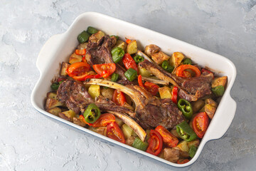 Grilled lamb chops and potatoes in delicious view