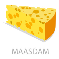3D Isometric Flat  Set of Different Cheese Types. Item 4