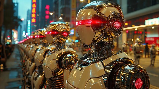 Futuristic androids in neonlit shanghai a glimpse of ais rise