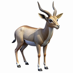 Fototapeta premium Realistic 3D Illustration of Gazelle with Long Curved Horns and Smooth Beige Coat on White