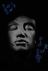The man in the music sounds.